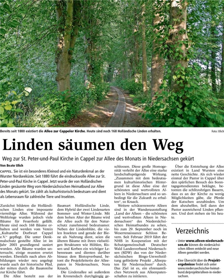 Artikel in der Nordsee-Zeitung vom 01.08.2019